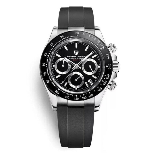 Pagani Design PD-1664 Quartz Watch Pagani Design Seiko VK63 Silver and Black 