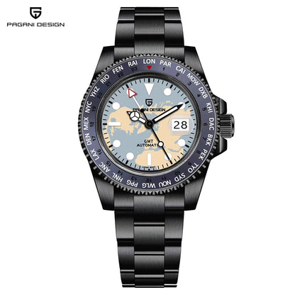 Pagani Design PD-1758 Wrist Watches Pagani Design Black light blue map PD 1758 