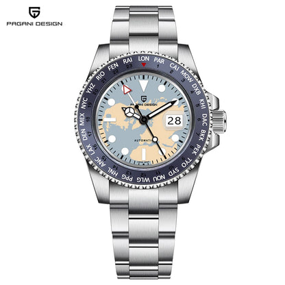 Pagani Design PD-1758 Wrist Watches Pagani Design Silver light blue map PD 1758 