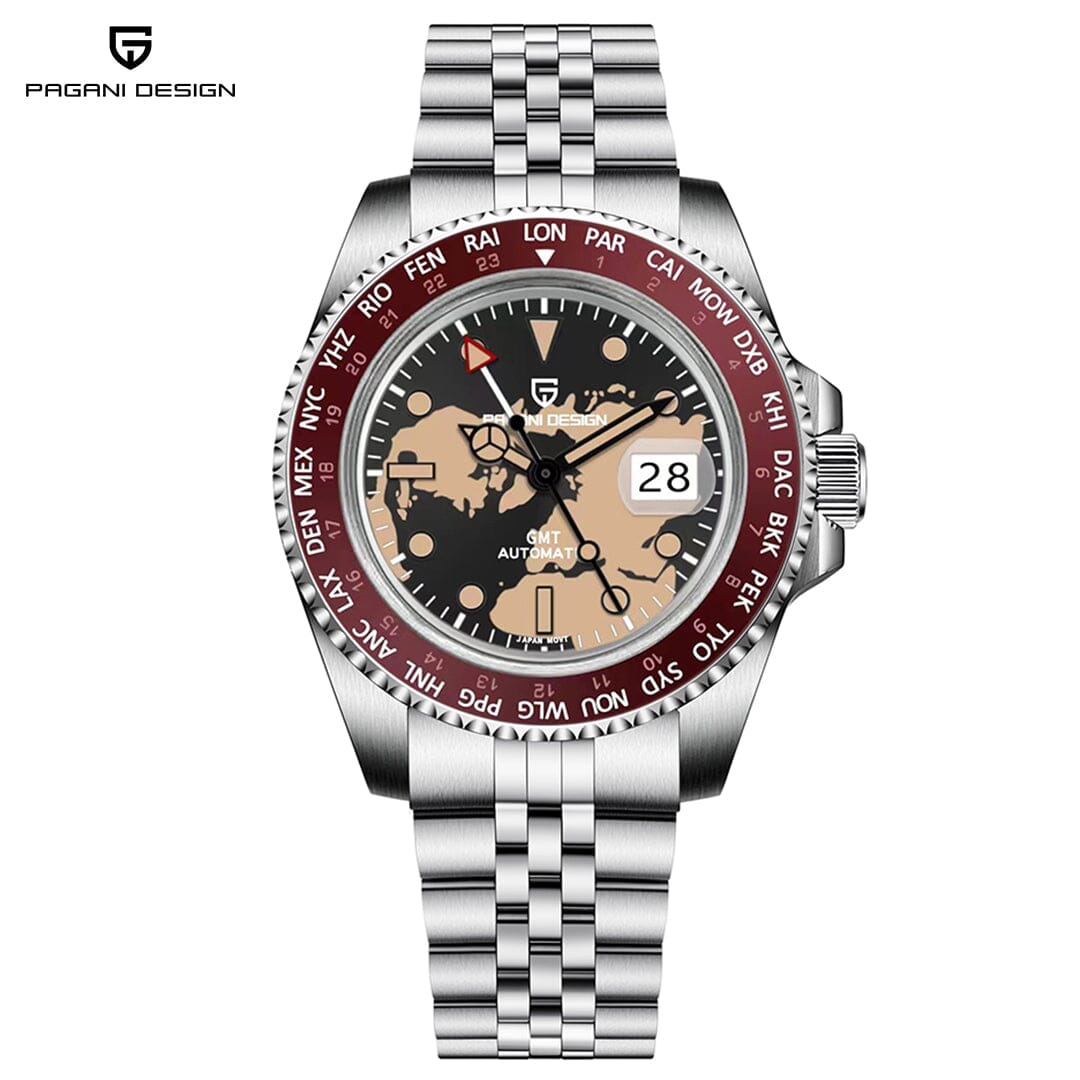 Pagani Design PD-1758 Wrist Watches Pagani Design Silver red map jubilee PD 1758 