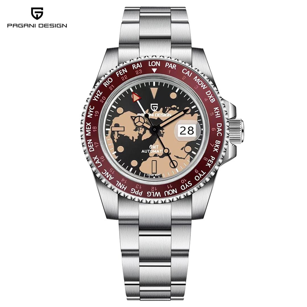 Pagani Design PD-1758 Wrist Watches Pagani Design Silver red map PD 1758 
