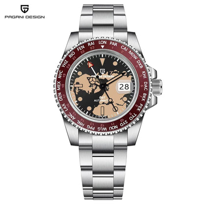 Pagani Design PD-1758 Wrist Watches Pagani Design Silver red map PD 1758 