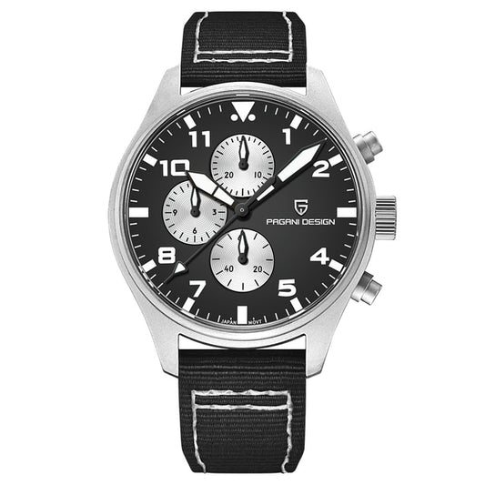 Pagani Design PD-1703 Chronograph – black and white with nylon strap – 