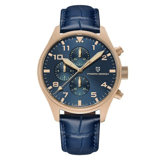 Pagani Design PD-1703 Chronograph – gold with blue leather strap – 